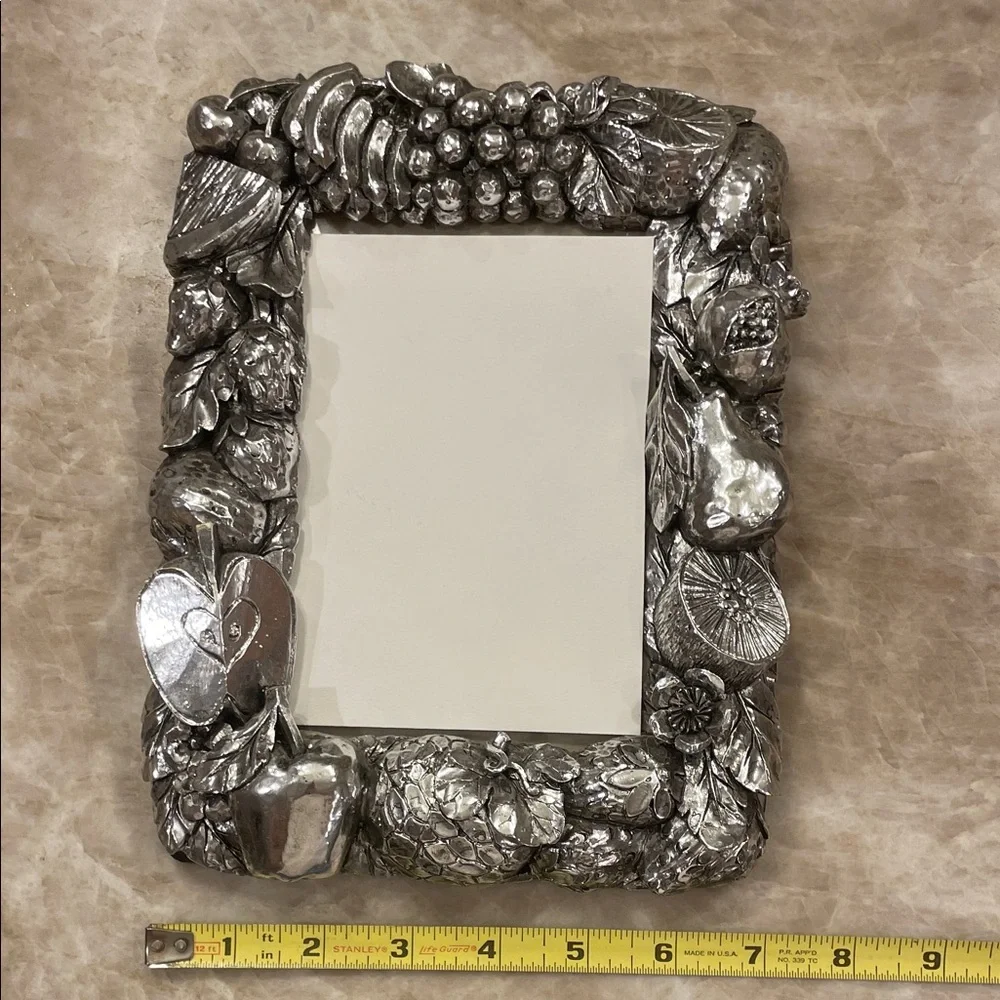 Arthur Court Silver Fruit & Leaf Ornate Wall Mirror Frame - Picture 3 of 5